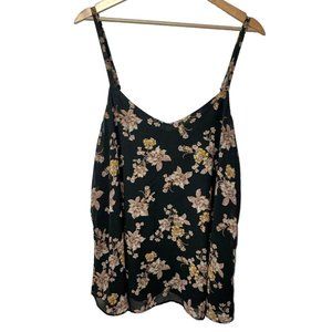 Torrid Black Floral Tank Top Size 1